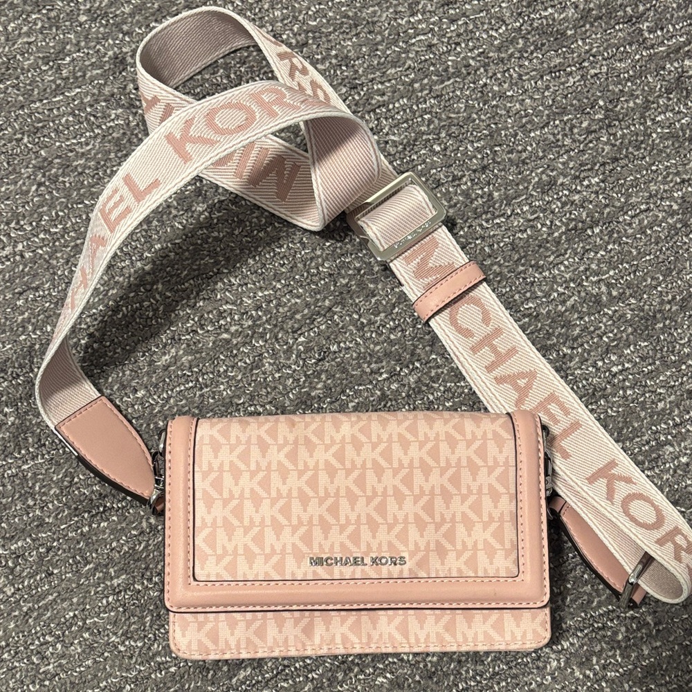 Michael Kors Smokey Rose Pink Logo Crossbody Bag